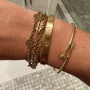 Tory Burch 3 layered gold bracelet
